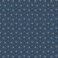 White geometric seamless patterns set on a blue background