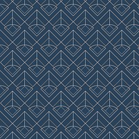 White geometric seamless patterns set on a blue background