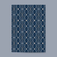 Golden geometric seamless pattern on a blue card