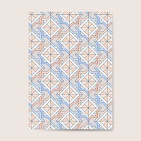 Colorful pastel geometric seamless pattern on a blue card