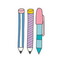 Pen and pencils set doodle vector