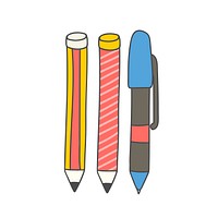 Pen and pencils set doodle vector