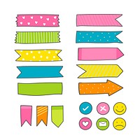 Cute colorful sticky reminder note papers set