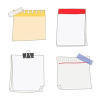 Note papers doodle style vector set