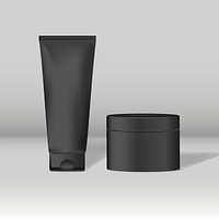 Set of black package mockups for skin care vector