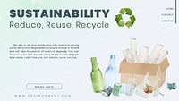 Editable environment presentation template psd with sustainability text in watercolor