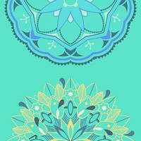 Blue mandala pattern on green background