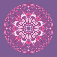 Pink mandala pattern on purple background