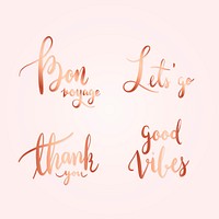 Expressions and words typography style vector set