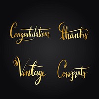 Greetings and wording typography style vector set