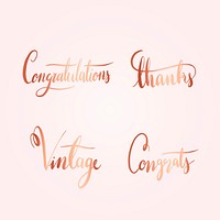 Greetings and wording typography style vector set