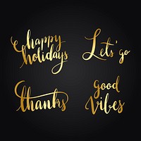 Greetings and wording typography vector set