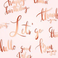 Let's go typography style vector set