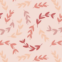 Pink seamless leaf patterned background vector