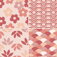 Pastel pink seamless patterns set vector