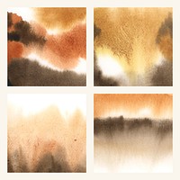Abstract brown watercolor stain texture set