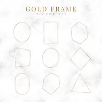 Golden blank frame vector set