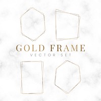 Golden blank polygon frame vector set