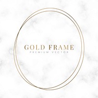 Golden round frame template vector