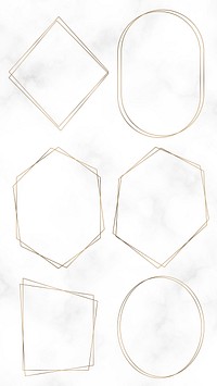 Golden polygon frame vector set