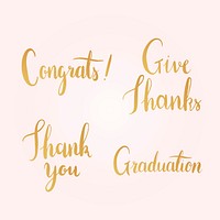 Graduation greetings typography style vector set