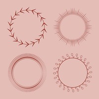 Collection of round ornament design vector