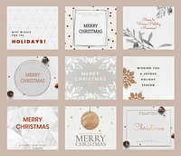Festive Christmas template vector social media post set