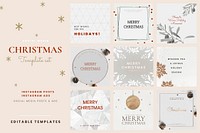 Editable Christmas vector template social media kit