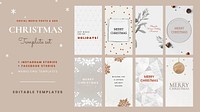 Christmas vector editable template set for social media stories 