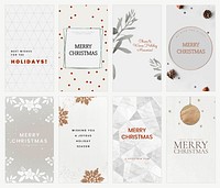 Christmas Facebook story template vector set