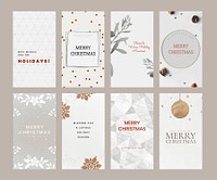 Christmas phone wallpaper background and social media story vector template set