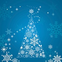 Blue Christmas winter holiday background with snowflake and Christmas tree vector