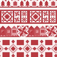 Red Christmas tiles geometrical design vector