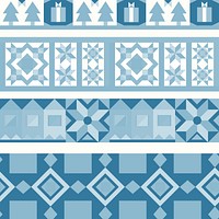 Blue Christmas tiles geometrical design vector