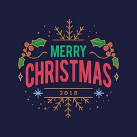 Merry Christmas 2018 greeting badge vector