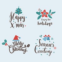 Set of Christmas greeting badge vectors