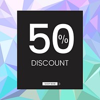 Shop now 50% discount vector