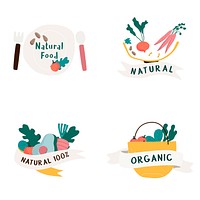 Set of natural and organic food badges vector