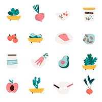 Set of organic food icon vectors