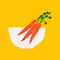 Bowl with carrots healthy ingredient vector