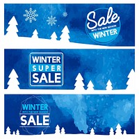 Set of winter sale banner vectors