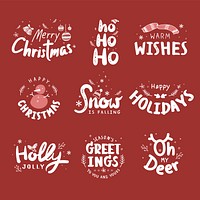 Christmas holiday greeting set typography style