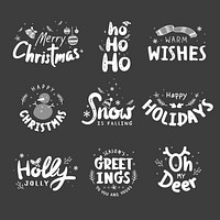 Christmas holiday greeting set typography style