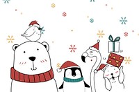 Cute Polar bear vector animal Christmas card background
