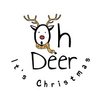 Hand drawn Oh deer, it&#39;s Christmas