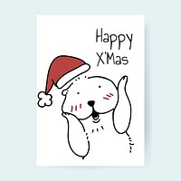 Hand drawn cute otter enjoying Christmas holiday