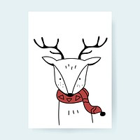 Hand drawn deer enjoying a Christmas holiday