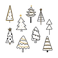 Christmas pine tree pattern background drawing doodle style