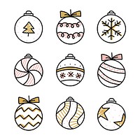 Christmas baubles drawing doodle style