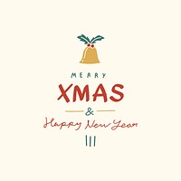 Merry Xmas and happy new year greeting phrase typography style